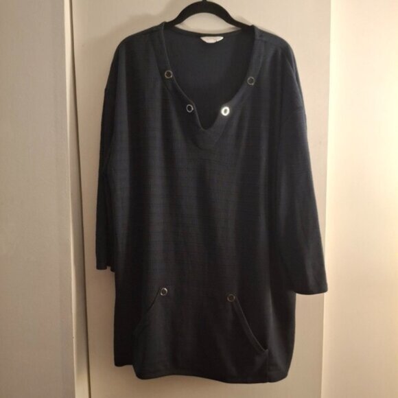 Coral Bay Women's Dark Blue Tunic Top - Picture 2 of 5